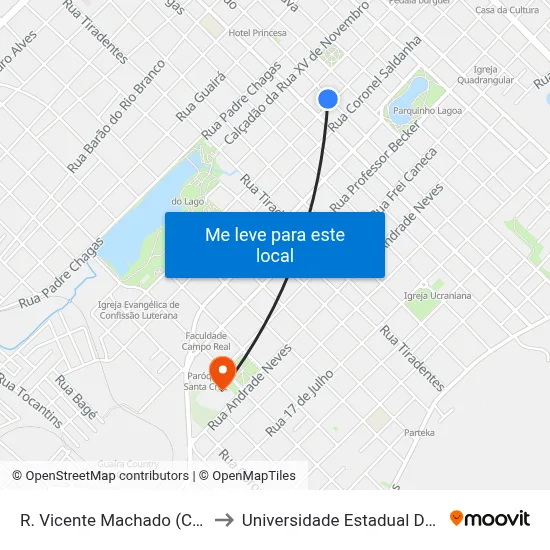 R. Vicente Machado (Colégio Belém) to Universidade Estadual Do Centro-Oeste map