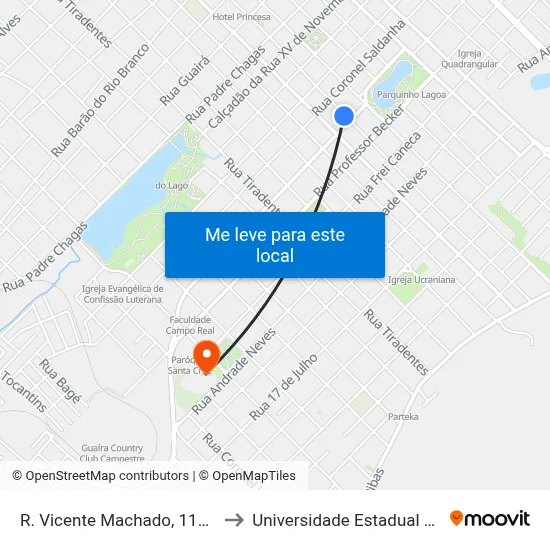 R. Vicente Machado, 1126 (Knn Idiomas) to Universidade Estadual Do Centro-Oeste map