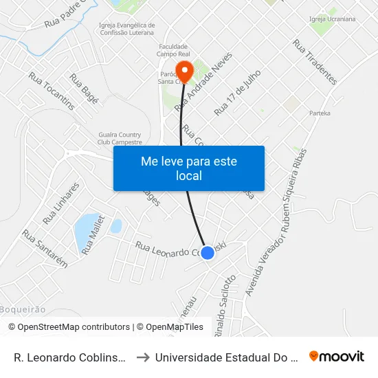 R. Leonardo Coblinski, 429-503 to Universidade Estadual Do Centro-Oeste map