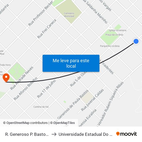 R. Generoso P. Bastos, 277-377 to Universidade Estadual Do Centro-Oeste map