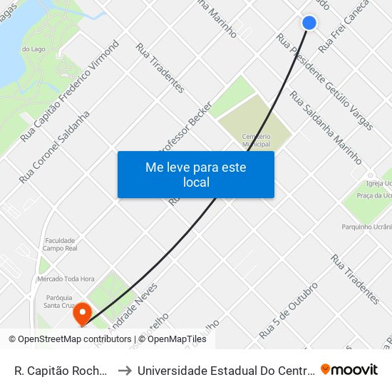 R. Capitão Rocha, 892 to Universidade Estadual Do Centro-Oeste map