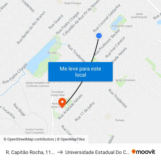 R. Capitão Rocha, 1132 (Sesc) to Universidade Estadual Do Centro-Oeste map