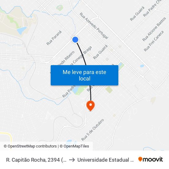 R. Capitão Rocha, 2394 (Superpão Hiper) to Universidade Estadual Do Centro-Oeste map