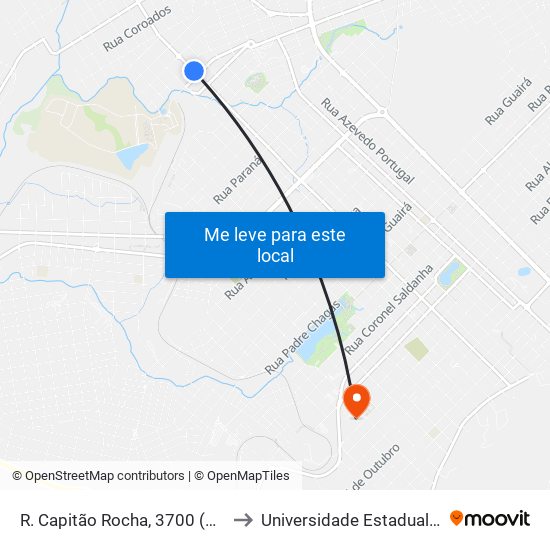 R. Capitão Rocha, 3700 (Mercado São Paulo) to Universidade Estadual Do Centro-Oeste map