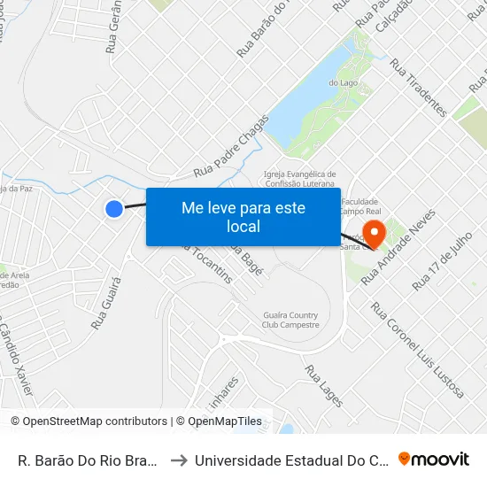 R. Barão Do Rio Branco, 2740 to Universidade Estadual Do Centro-Oeste map