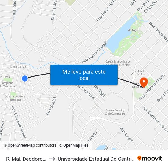 R. Mal. Deodoro, 524 to Universidade Estadual Do Centro-Oeste map