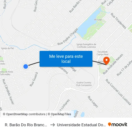 R. Barão Do Rio Branco, 2873-2917 to Universidade Estadual Do Centro-Oeste map