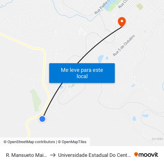 R. Mansueto Maito, 95 to Universidade Estadual Do Centro-Oeste map