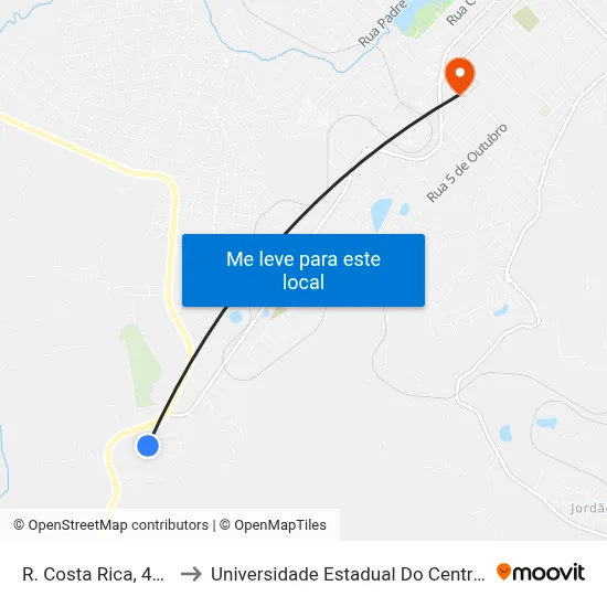 R. Costa Rica, 42-122 to Universidade Estadual Do Centro-Oeste map