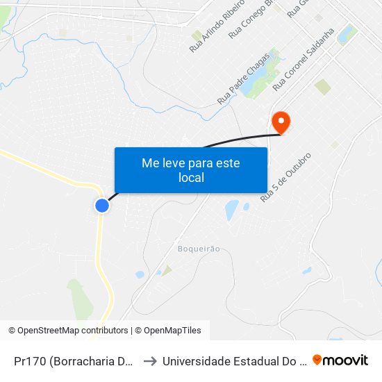 Pr170 (Borracharia Do Sebastião) to Universidade Estadual Do Centro-Oeste map