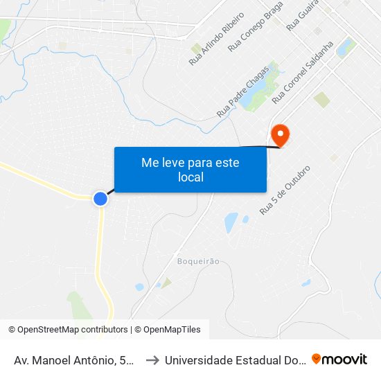 Av. Manoel Antônio, 559 (Posto Bv) to Universidade Estadual Do Centro-Oeste map