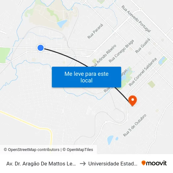 Av. Dr. Aragão De Mattos Leão,1490 (Panific. Prestígio) to Universidade Estadual Do Centro-Oeste map