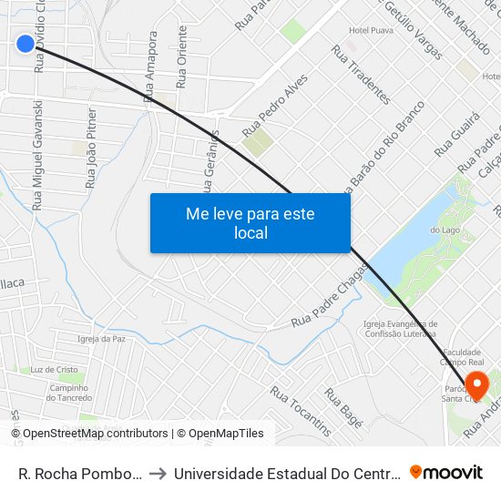 R. Rocha Pombo, 253 to Universidade Estadual Do Centro-Oeste map