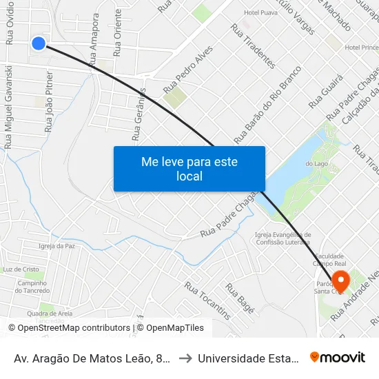 Av. Aragão De Matos Leão, 827-907 (Panificadora Ki Festa) to Universidade Estadual Do Centro-Oeste map