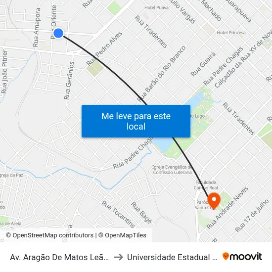 Av. Aragão De Matos Leão, 293 (Atacadão) to Universidade Estadual Do Centro-Oeste map