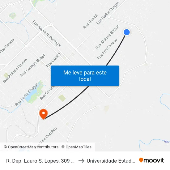 R. Dep. Lauro S. Lopes, 309 (Colégio Mahatma Gandhi) to Universidade Estadual Do Centro-Oeste map
