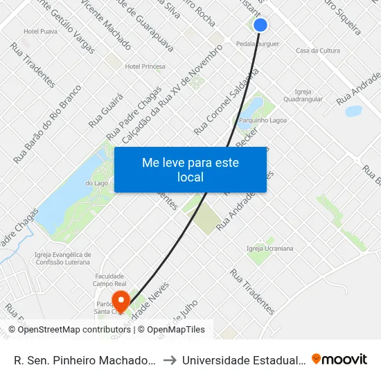 R. Sen. Pinheiro Machado, 1414 (Praça Cleve) to Universidade Estadual Do Centro-Oeste map