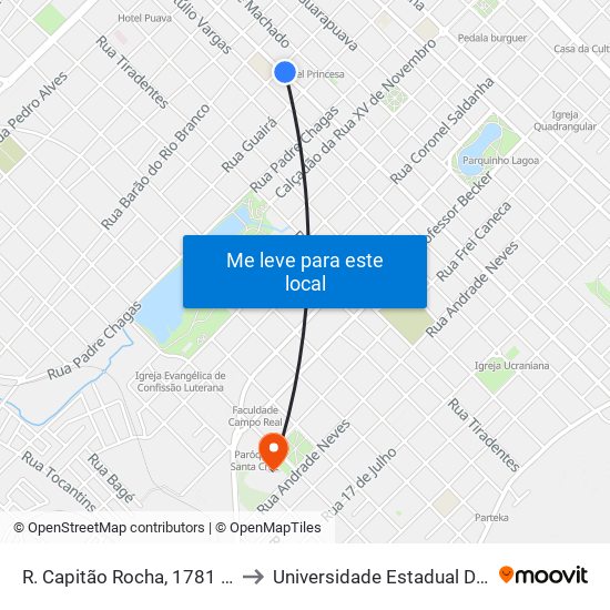 R. Capitão Rocha, 1781 (Hotel Harbor) to Universidade Estadual Do Centro-Oeste map