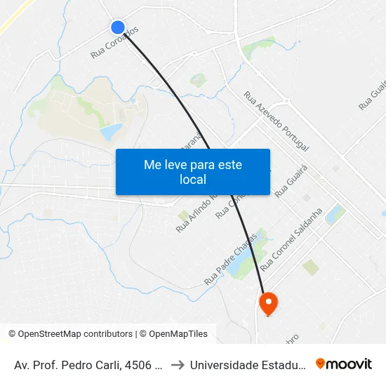 Av. Prof. Pedro Carli, 4506  (Mudas Home Garden) to Universidade Estadual Do Centro-Oeste map