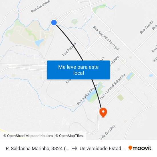 R. Saldanha Marinho, 3824 (Entrada Campus Cedeteg) to Universidade Estadual Do Centro-Oeste map