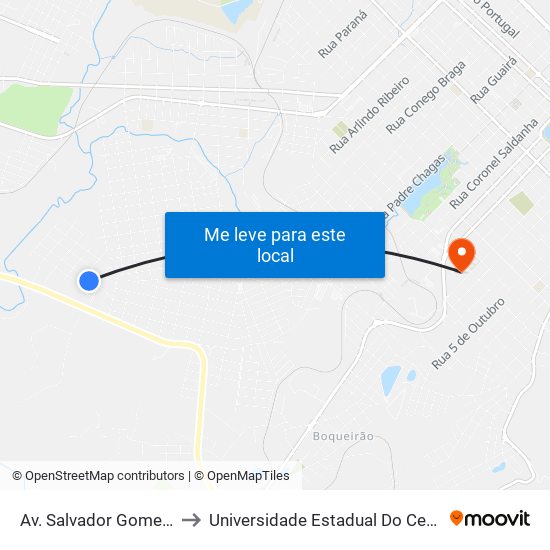 Av. Salvador Gomes, 1407 to Universidade Estadual Do Centro-Oeste map