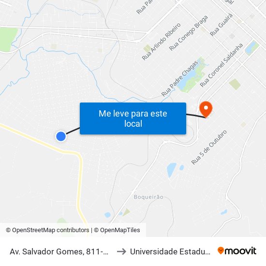 Av. Salvador Gomes, 811-925 (P. Saúde Planalto) to Universidade Estadual Do Centro-Oeste map