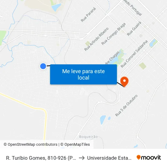R. Turíbio Gomes, 810-926 (Paróquia Divino Espirito Santo) to Universidade Estadual Do Centro-Oeste map