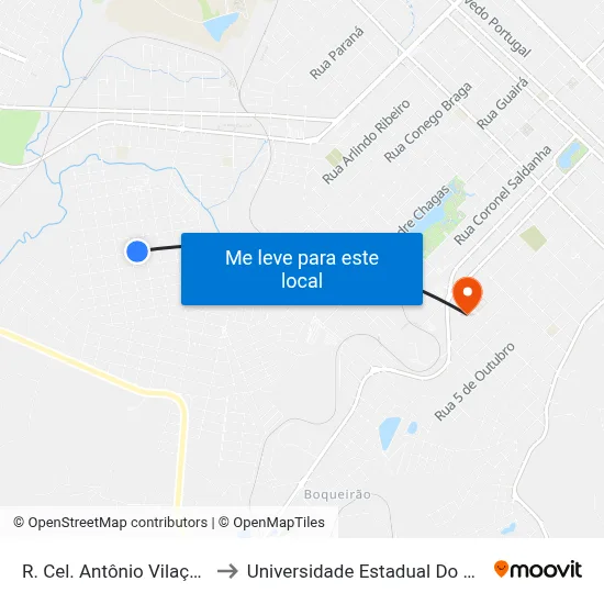 R. Cel. Antônio Vilaça, 445-553 to Universidade Estadual Do Centro-Oeste map