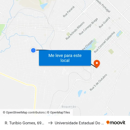 R. Turíbio Gomes, 695-817 (Caic) to Universidade Estadual Do Centro-Oeste map