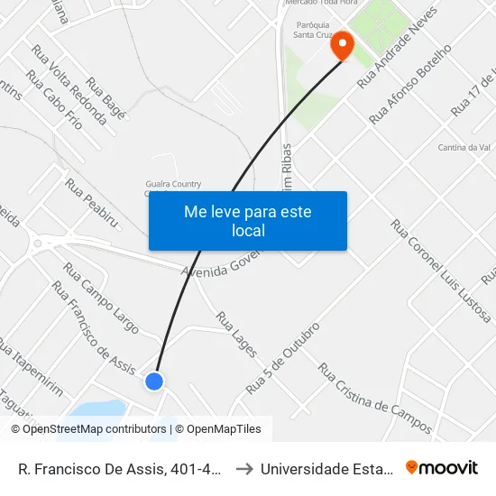 R. Francisco De Assis, 401-463 (Acre Associação Unicentro) to Universidade Estadual Do Centro-Oeste map