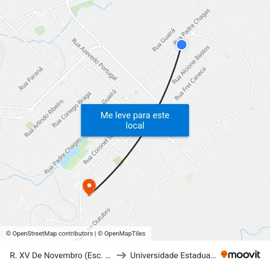 R. XV De Novembro (Esc. M. De Jesus Taques) to Universidade Estadual Do Centro-Oeste map