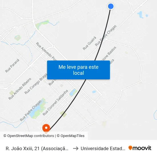 R.  João Xxiii, 21 (Associação Comunitária João Paulo II) to Universidade Estadual Do Centro-Oeste map