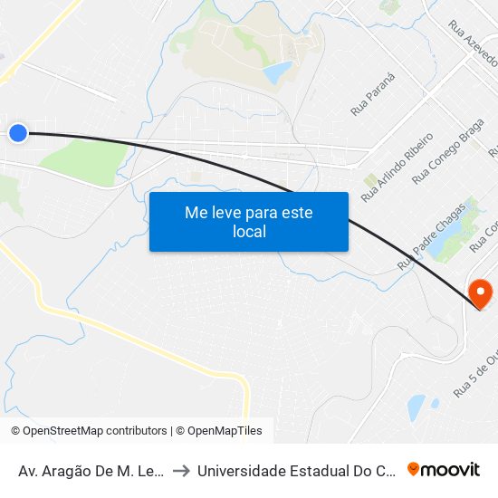 Av. Aragão De M. Leão, 3376 to Universidade Estadual Do Centro-Oeste map