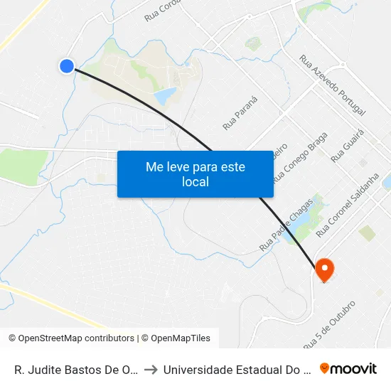 R. Judite Bastos De Oliveira, 570 to Universidade Estadual Do Centro-Oeste map