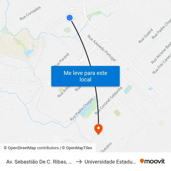 Av. Sebastião De C. Ribas, 2299-2389 (Rodoviária) to Universidade Estadual Do Centro-Oeste map
