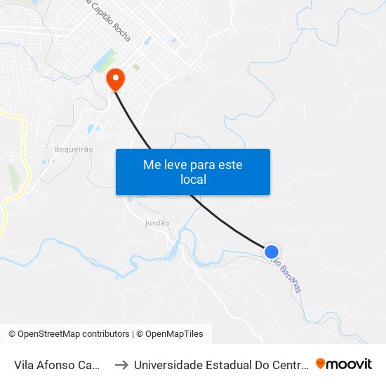 Vila Afonso Camargo to Universidade Estadual Do Centro-Oeste map