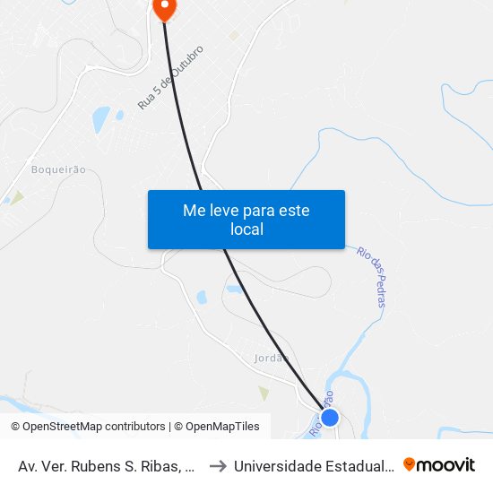 Av. Ver. Rubens S. Ribas, 75-237 (Pq. Jordão) to Universidade Estadual Do Centro-Oeste map