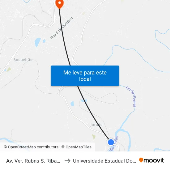 Av. Ver. Rubns S. Ribas, 5707-5779 to Universidade Estadual Do Centro-Oeste map