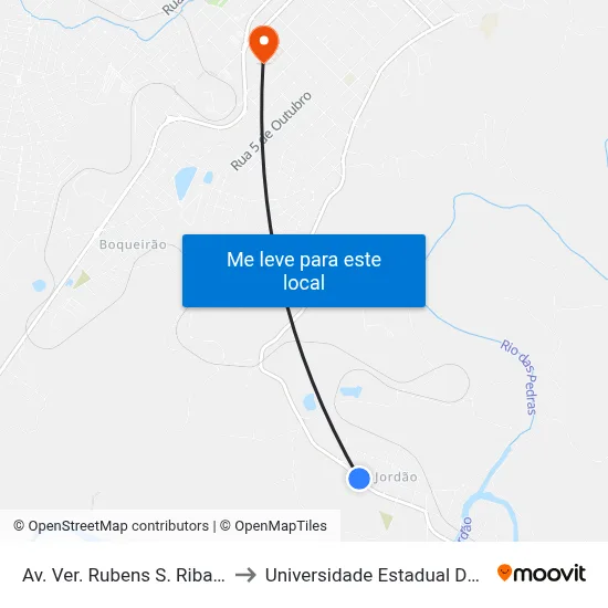 Av. Ver. Rubens S. Ribas, 6521-6653 to Universidade Estadual Do Centro-Oeste map