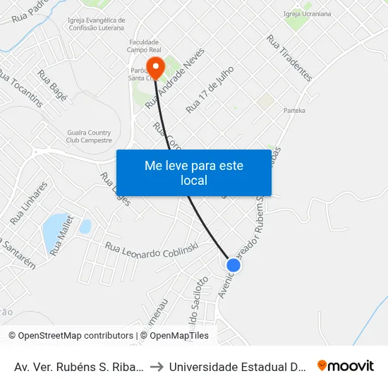 Av. Ver. Rubéns S. Ribas, 3371-3447 to Universidade Estadual Do Centro-Oeste map