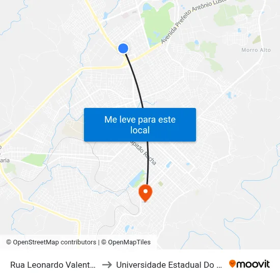 Rua Leonardo Valente Hicz, 472 to Universidade Estadual Do Centro-Oeste map