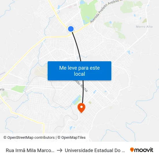 Rua Irmã Mila Marcondes, 200 to Universidade Estadual Do Centro-Oeste map