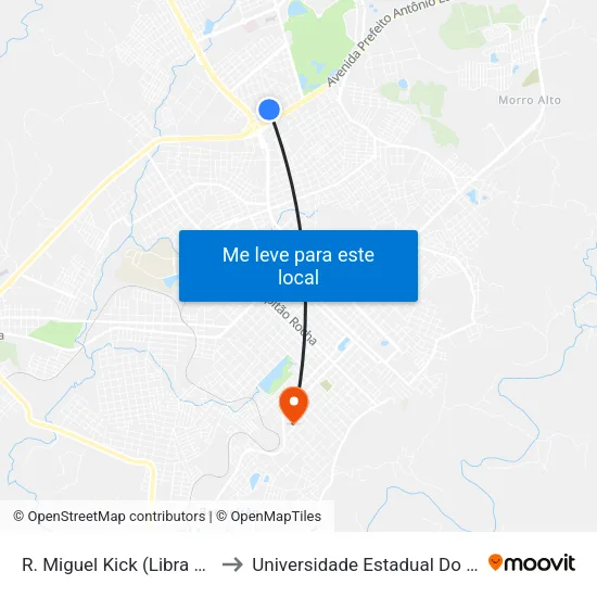 R. Miguel Kick (Libra Kirchibaner) to Universidade Estadual Do Centro-Oeste map