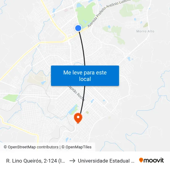 R. Lino Queirós, 2-124 (Igreja Adventista) to Universidade Estadual Do Centro-Oeste map