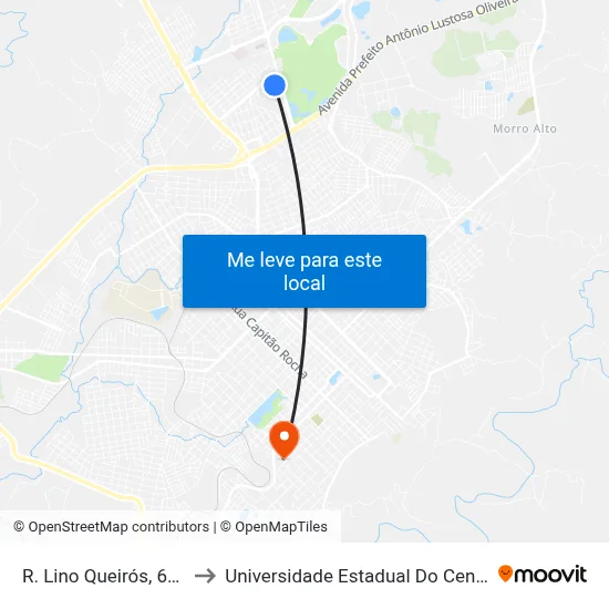 R. Lino Queirós, 644-756 to Universidade Estadual Do Centro-Oeste map