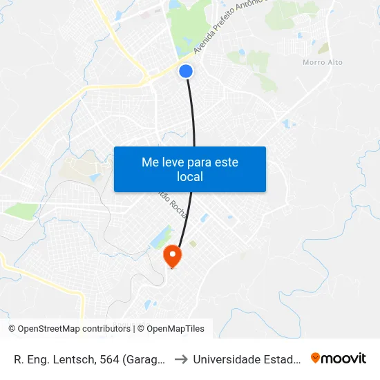 R. Eng. Lentsch, 564 (Garagem Princesa Dos Campos) to Universidade Estadual Do Centro-Oeste map