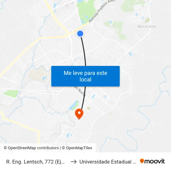 R. Eng. Lentsch, 772 (Ejm Transportadora) to Universidade Estadual Do Centro-Oeste map