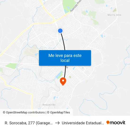 R. Sorocaba, 277 (Garagem Perola Do Oeste) to Universidade Estadual Do Centro-Oeste map