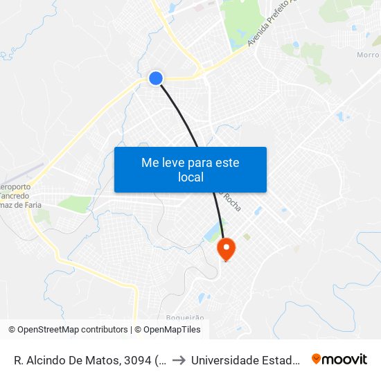 R. Alcindo De Matos, 3094 (Madeireira Flor Da Serra) to Universidade Estadual Do Centro-Oeste map