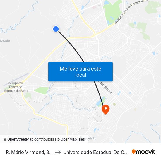 R. Mário Virmond, 868-1004 to Universidade Estadual Do Centro-Oeste map